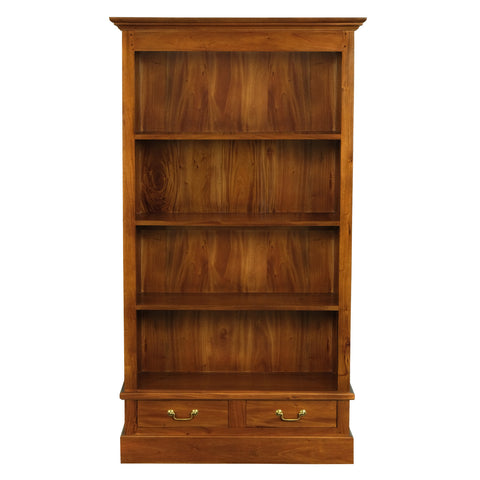 Tasmania 2 Drawer Solid Mahogany Timber Bookcase (Light Pecan)