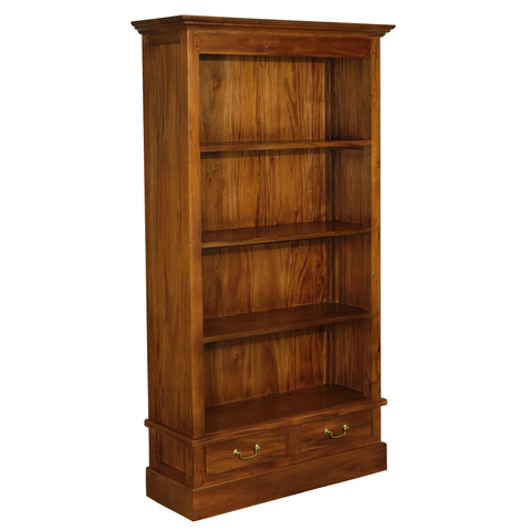 Tasmania 2 Drawer Solid Mahogany Timber Bookcase (Light Pecan)