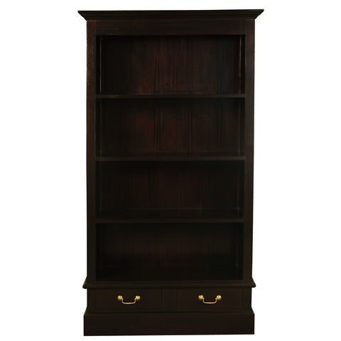 Tasmania 2 Drawer Solid Mahogany Timber Bookcase (Chocolate)