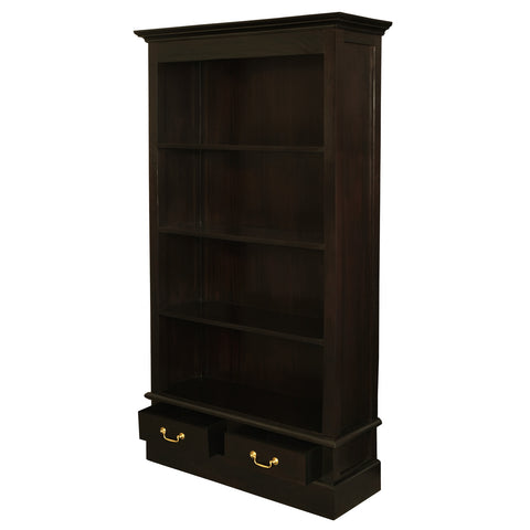 Tasmania 2 Drawer Solid Mahogany Timber Bookcase (Chocolate)