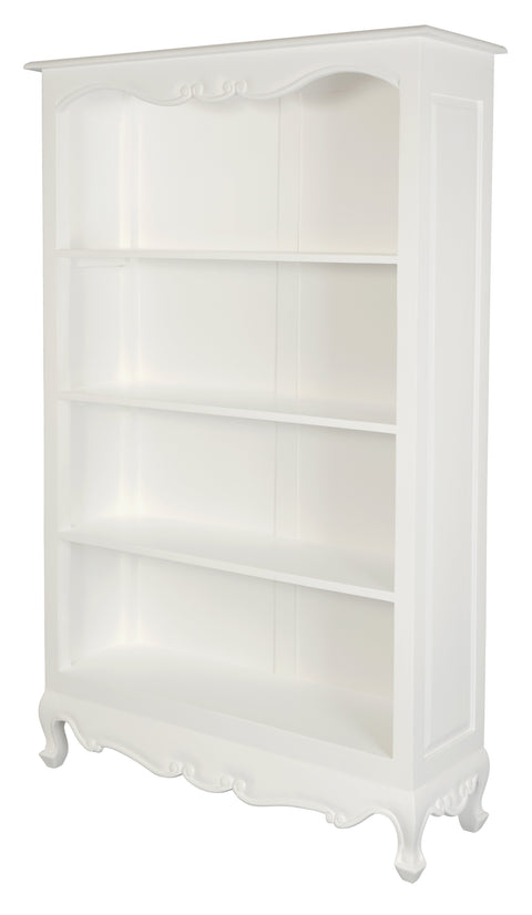Queen Anne Solid Mahogany Timber Bookcase - Large (White)