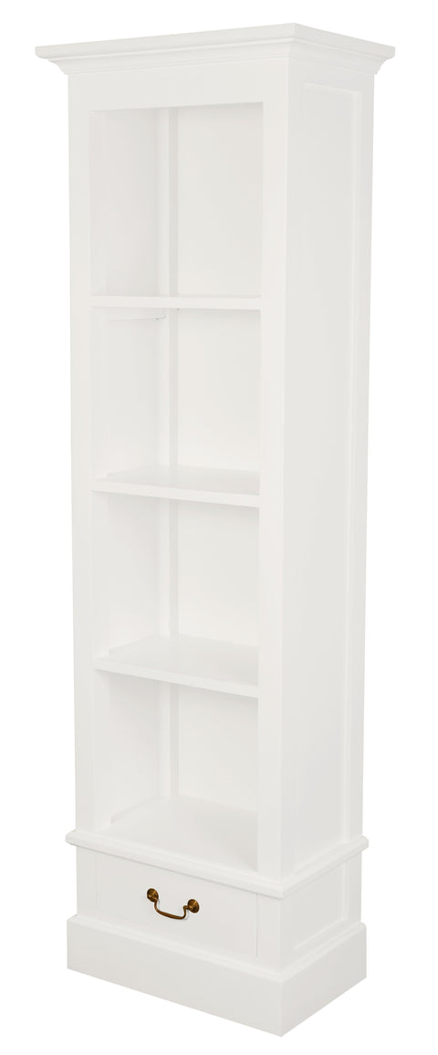 Tasmania 1 Drawer Solid Mahogany Timber Bookcase (White)