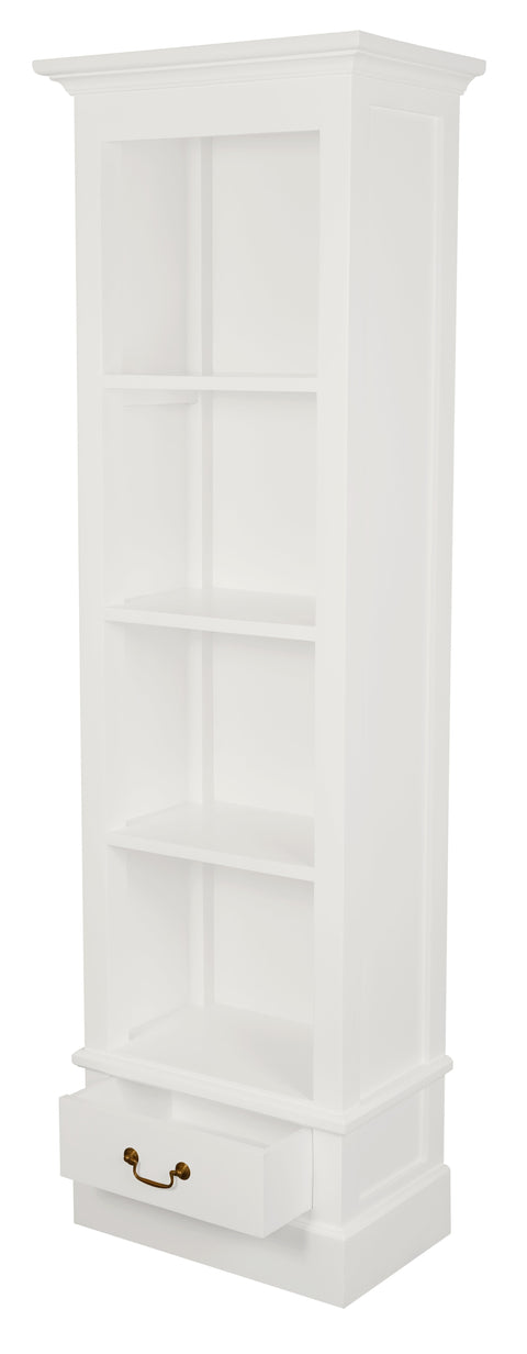 Tasmania 1 Drawer Solid Mahogany Timber Bookcase (White)