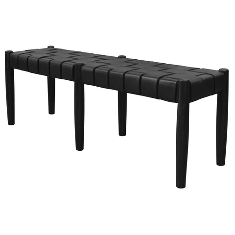 Elliot Leather Solid Mindi Timber Bench