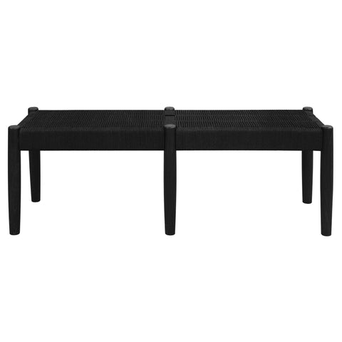 Kelly Loom Oak Bench 2-Seater Bench (Black)