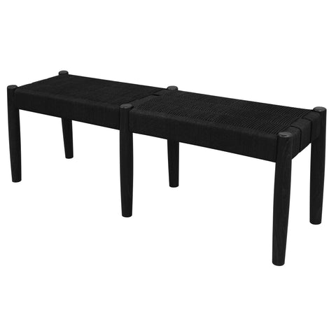 Kelly Loom Oak Bench 2-Seater Bench (Black)
