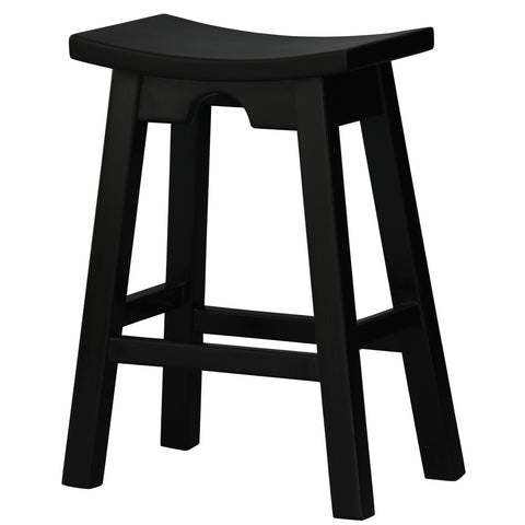 Zen Solid Mahogany Timber Kitchen Counter Stool (Black)