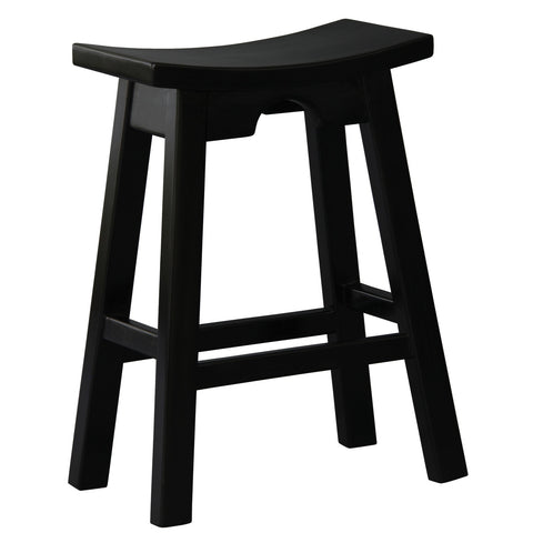 Zen Solid Mahogany Timber Kitchen Counter Stool (Black)