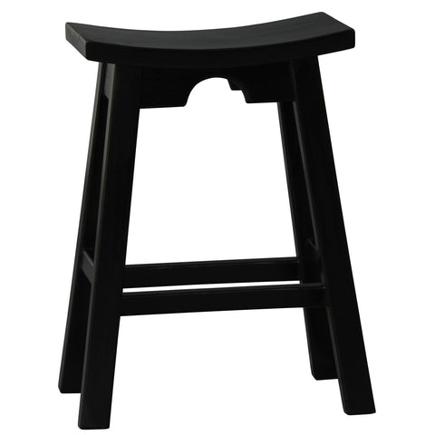 Zen Solid Mahogany Timber Kitchen Counter Stool (Black)