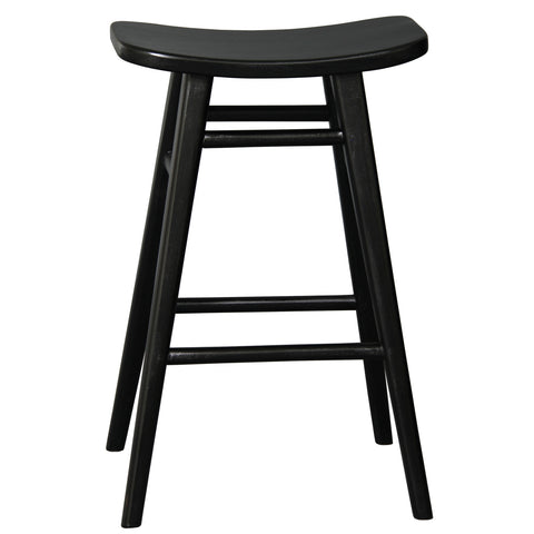 Aria Oval Solid Mahogany Timber Counter Stool (Black)