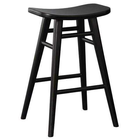 Aria Oval Solid Mahogany Timber Counter Stool (Black)