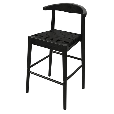 Elliot Genuine Leather Barstool (Black)