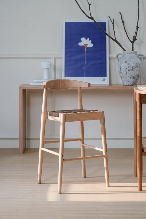 Elliot Genuine Leather Barstool (Natural)