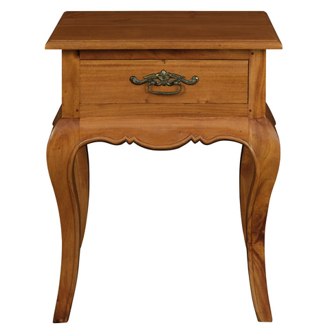 French Provincial 1 Drawer Lamp Table (Light Pecan)