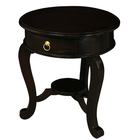 Round Cabriol Leg 1 Drawer Lamp Table