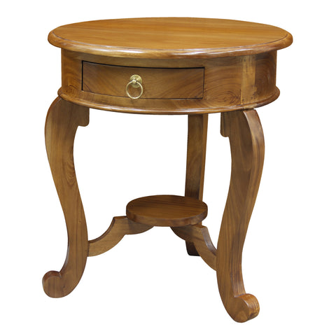 Round Cabriol Leg 1 Drawer Lamp Table