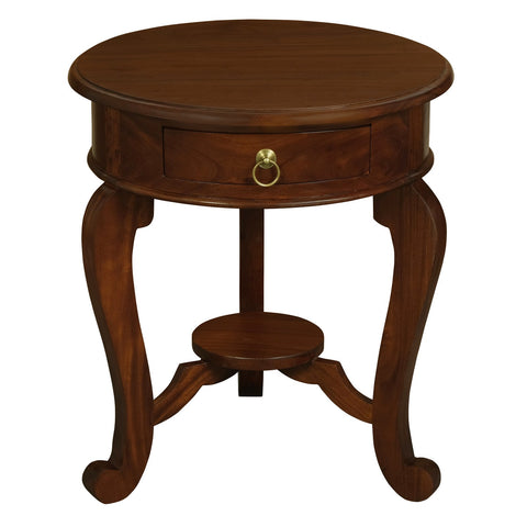 Round Cabriol Leg 1 Drawer Lamp Table