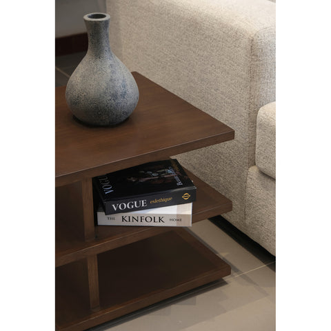Hudson Oversized Square Side Table with Tiered Shelves