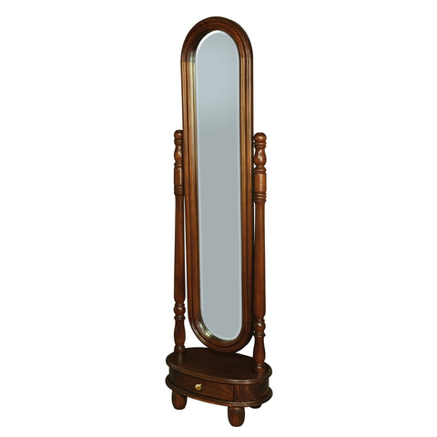Sierra 1 Drawer Oval Mirror Stand (Mahogany)