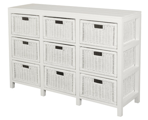 Rattan Drawer Cabinet (White)