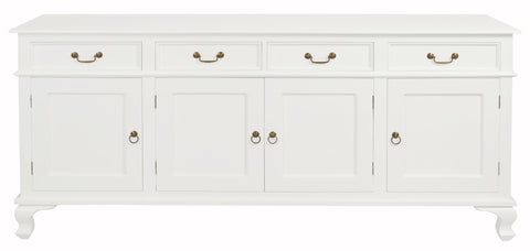 Queen Ann 4 Door 4 Drawer Buffet (White)