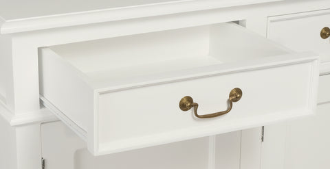Queen Ann 4 Door 4 Drawer Buffet (White)