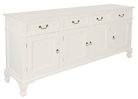 Queen Ann 4 Door 4 Drawer Buffet (White)
