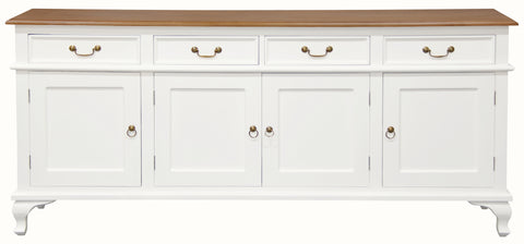 Queen Ann 4 Door 4 Drawer Buffet (White Caramel)