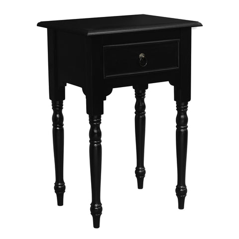 Huntely 1-Drawer Turn Leg Side Table (Black)