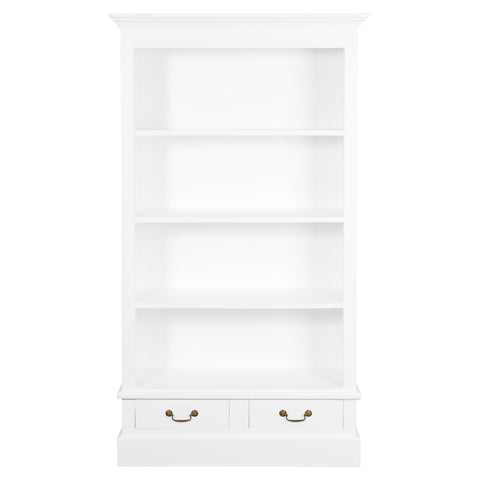 Tasmania 2 Drawer Solid Mahogany Timber Bookcase (White)