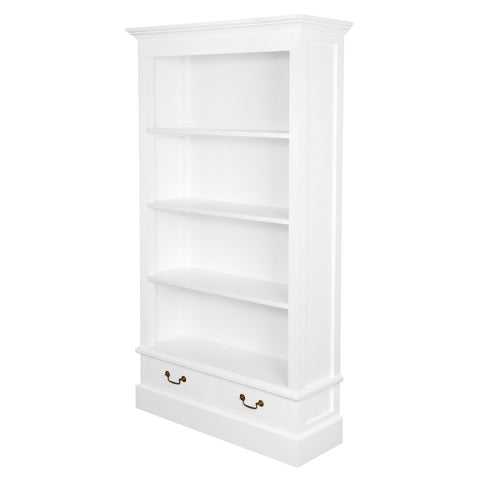 Tasmania 2 Drawer Solid Mahogany Timber Bookcase (White)