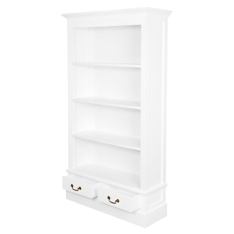 Tasmania 2 Drawer Solid Mahogany Timber Bookcase (White)