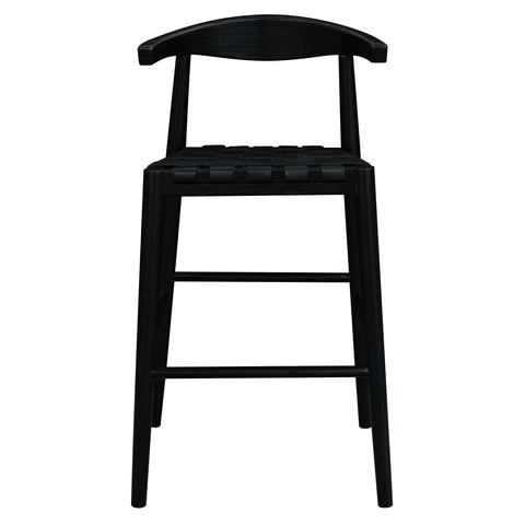 Elliot Barstool with Leather - Set of 2 (Black)