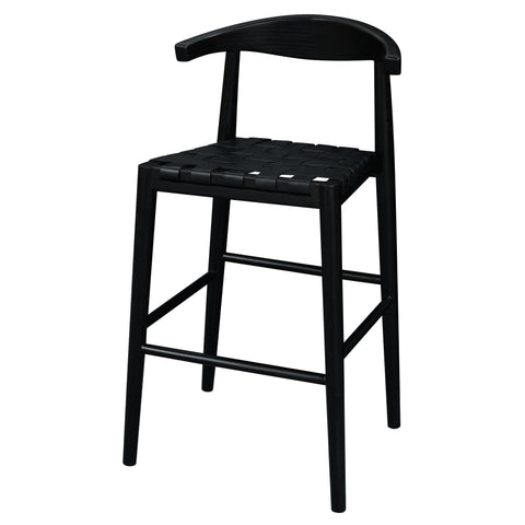 Elliot Barstool with Leather - Set of 2 (Black)