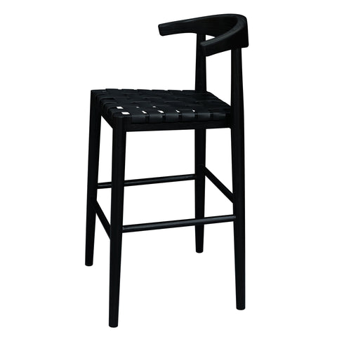 Elliot Barstool with Leather - Set of 2 (Black)