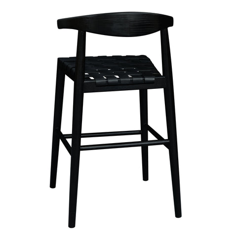 Elliot Barstool with Leather - Set of 2 (Black)
