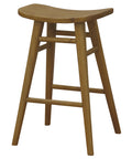 Aria Oval Solid Mahogany Timber Counter Stool (Caramel)