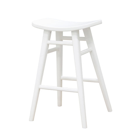 Aria Oval Solid Mahogany Timber Counter Stool (White)