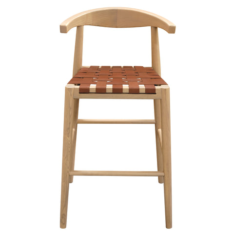 Elliot Barstool with Leather - Set of 2 (Natural)