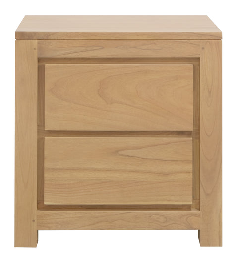 Amsterdam Solid Mindi Timber 2 Drawer Bedside Table (Natural)