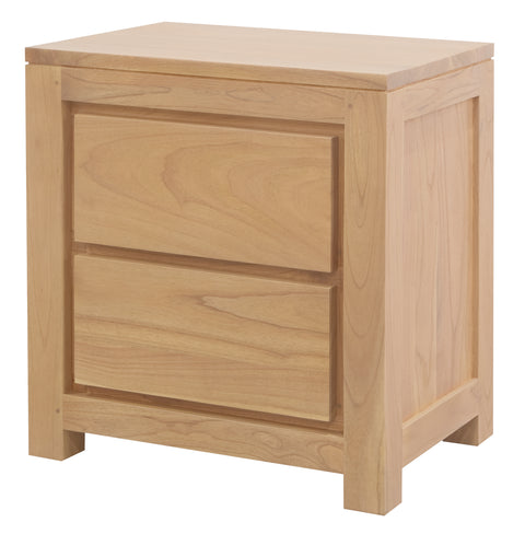 Amsterdam Solid Mindi Timber 2 Drawer Bedside Table (Natural)