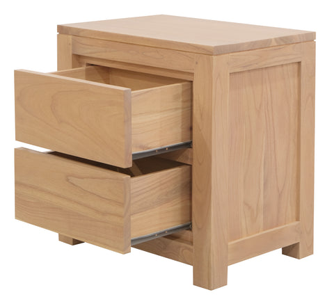 Amsterdam Solid Mindi Timber 2 Drawer Bedside Table (Natural)