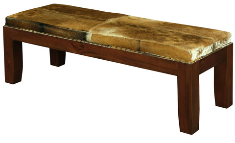 Large Studded Goat Hide Bench