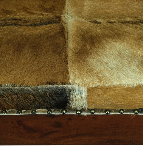 Large Studded Goat Hide Bench