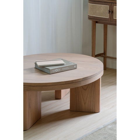 Apollo Solid Mindi Timber Round Coffee Table (Natural)