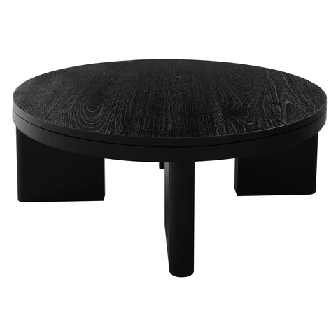 Apollo Solid Mindi Timber Round Coffee Table (Black)