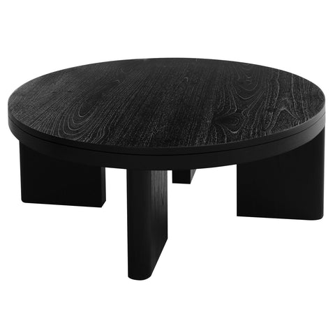 Apollo Solid Mindi Timber Round Coffee Table (Black)