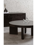 Apollo Solid Mindi Timber Round Coffee Table (Black)