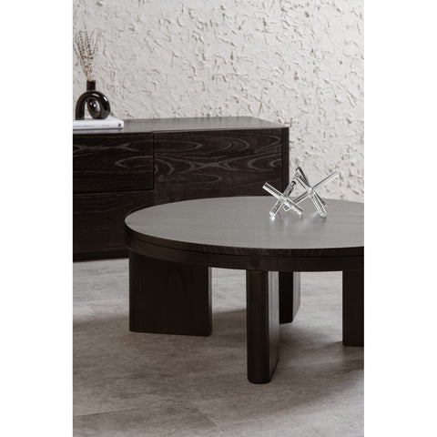 Apollo Solid Mindi Timber Round Coffee Table (Black)