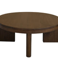 Apollo Solid Mindi Timber Round Coffee Table (Walnut)